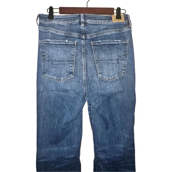 AEO High Rise Super Stretch & Flare Splattered Distressed Jeans - Picture 5 of 14